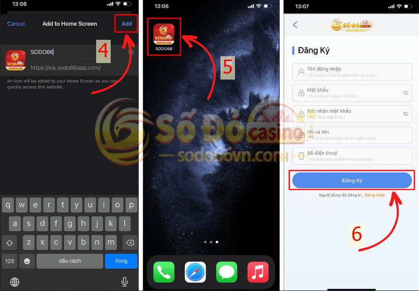 Các bước tải app SODO66 trên trình duyệt iOS