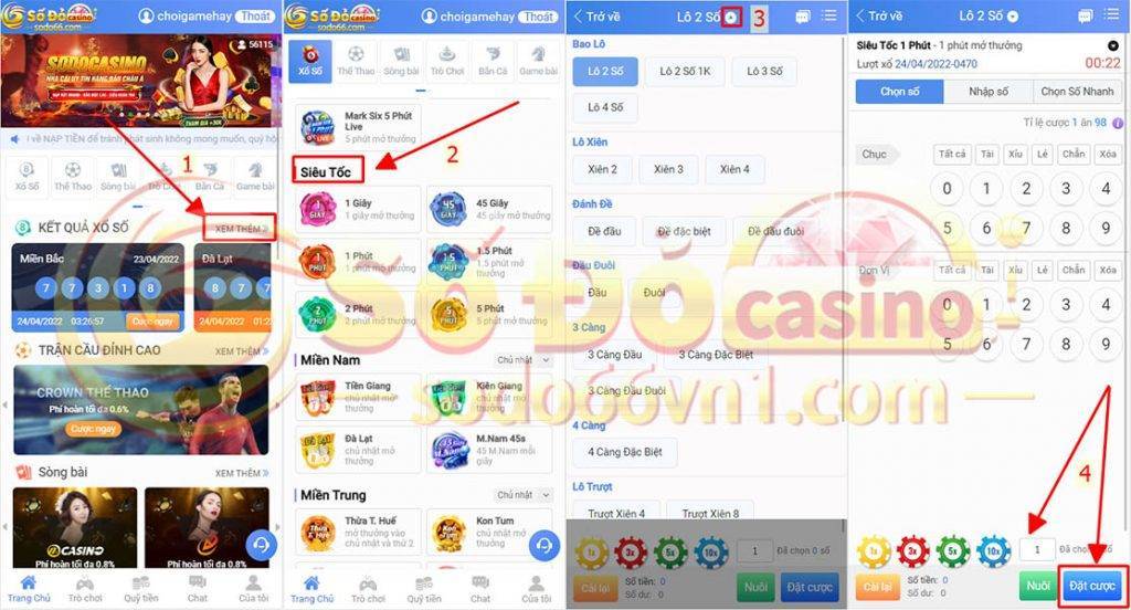 Hướng dẫn cách chơi xổ số siêu tốc trên điện thoại