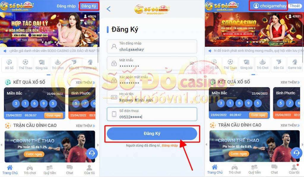 Đăng ký tài khoản để được hướng dẫn nhận giftcode tân thủ nhà cái Sodo66