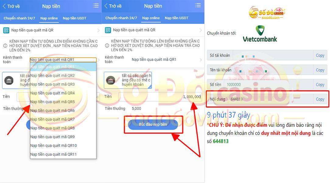 Hướng dẫn nạp tiền bằng QR code