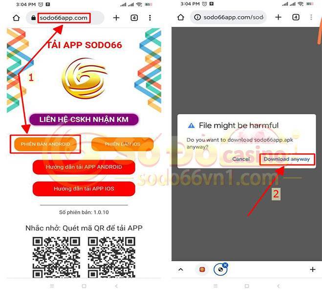 Hướng dẫn tải app/ ứng dụng SODO66 phiên bản Android
