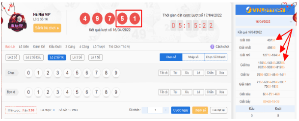 Bảng mẫu Lô 2 Số 1K - xổ số Hà Nội VIP